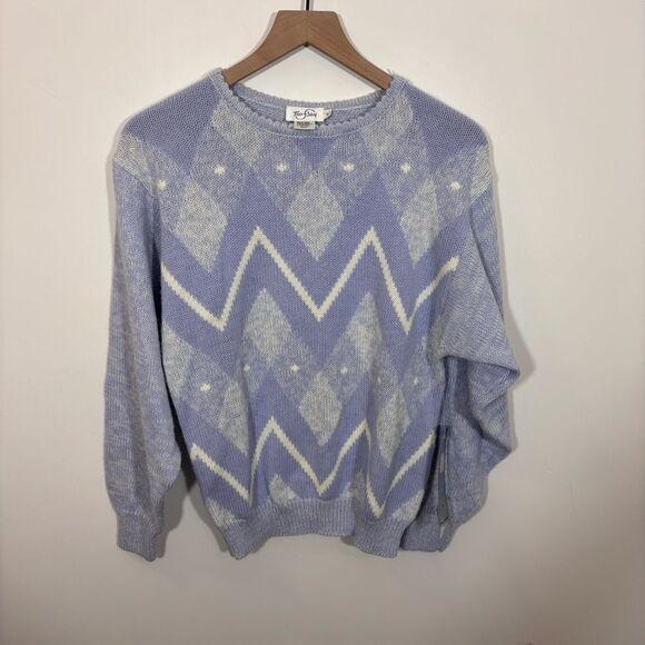 Vintage Tan F Jay NWT Geometric Wool Blend Sweater Size Large - Picture 1 of 12